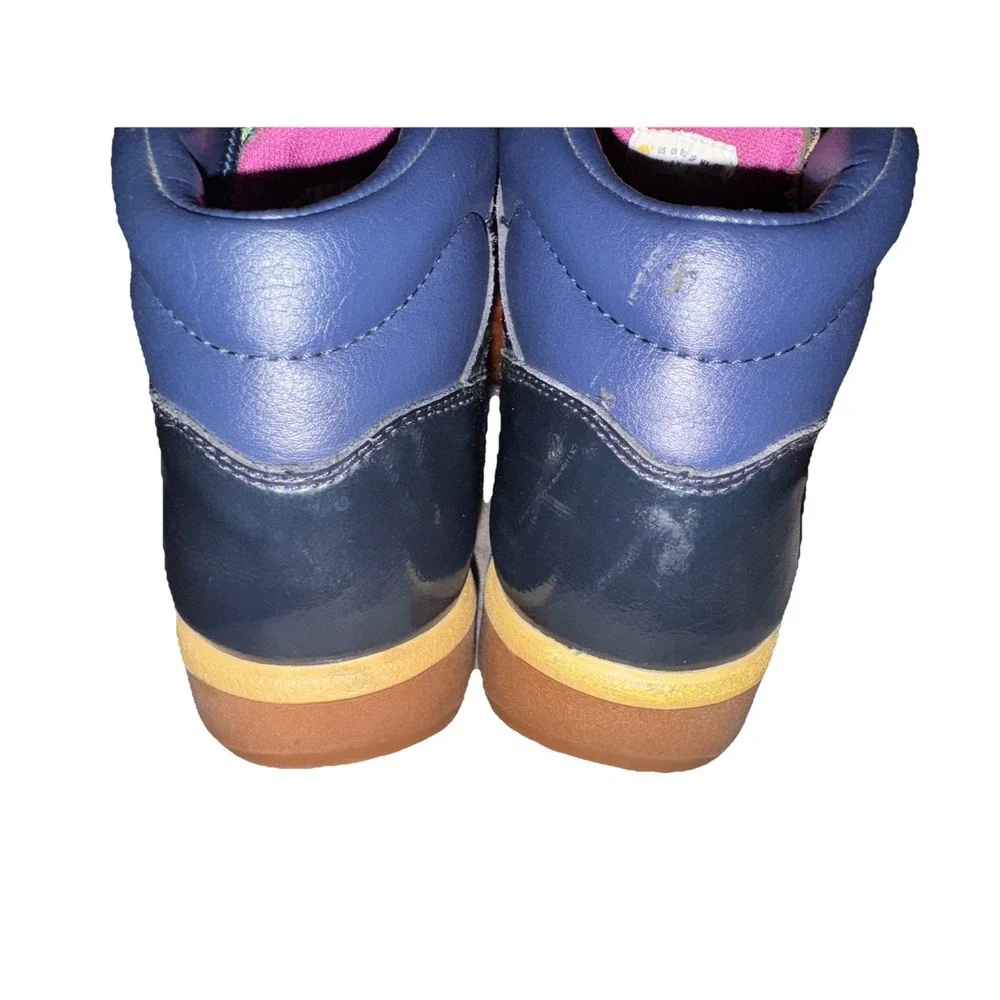 Timberland Classic Floral Boots Navy Pink Laces Logo Little Kids 2.5  EU 34.5